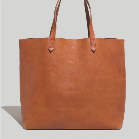 Madewell Handbags - Madewell Brown Leather Transport Tote with Zip Detail
